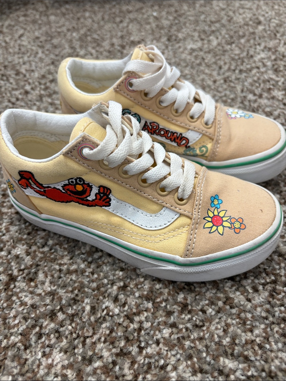 Vans Kids Low-Top Sneakers - Yellow with White Stripe Elmo